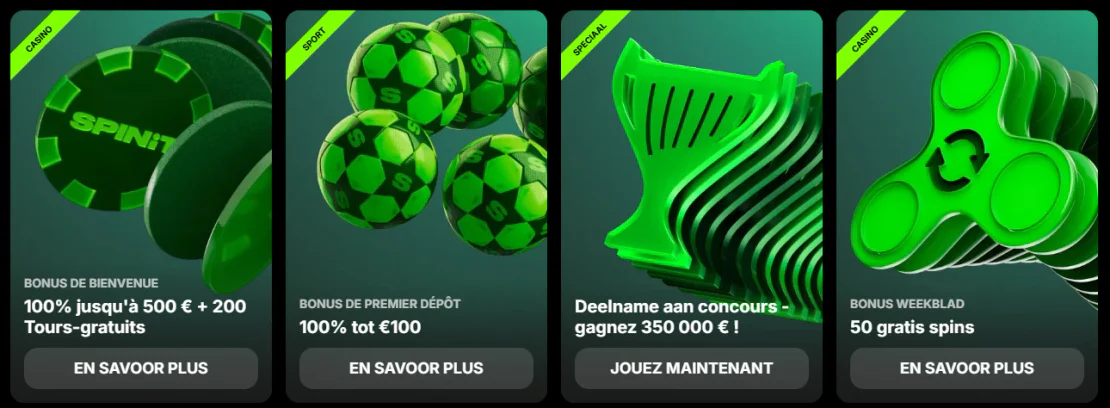 Spinit Casino offres de bonus avec tours gratuits et bonus de dépôt